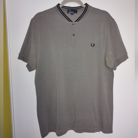 Gray Fred Perry Bomber Collar Polo - Picture 1 of 3
